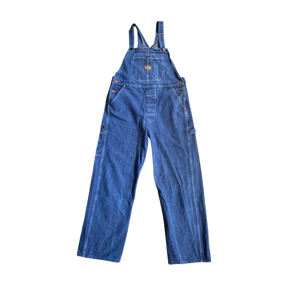 Red Kap Blue Denim Bib Overalls Workwear Carpenter 36x32 USA Utility Heritage